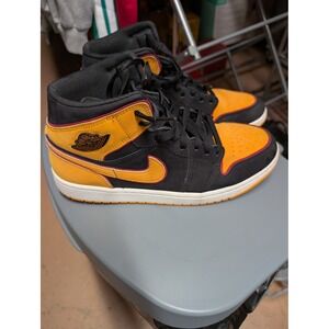 Nike Air Jordan 1 Mid University orange‎ Black Gym Red Sneakers 554724-701 Mens